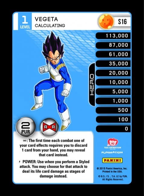 Vegeta - Calculating (Rainbow Parallel Foil) — Panini: Evolution card