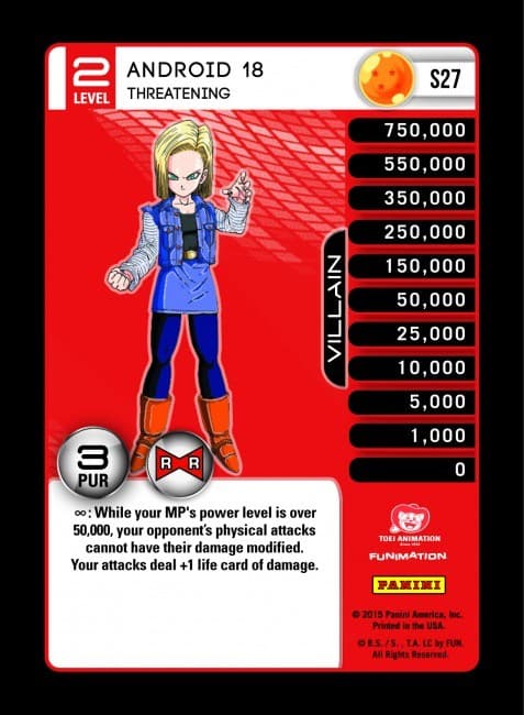 Android 18 - Threatening (Rainbow Parallel Foil) — Panini: Evolution card