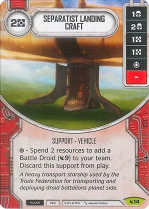 Separatist Landing Craft — Legacies card