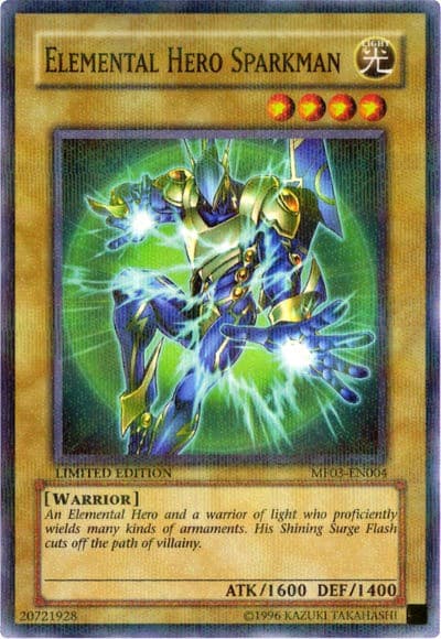 Elemental HERO Sparkman — Mattel Action Figure Promos: Series 3 card