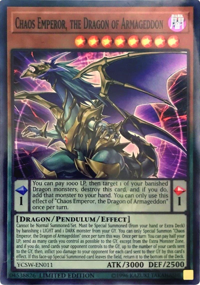 Chaos Emperor, the Dragon of Armageddon (SR) — Yu-Gi-Oh! Championship Series Prize Cards card