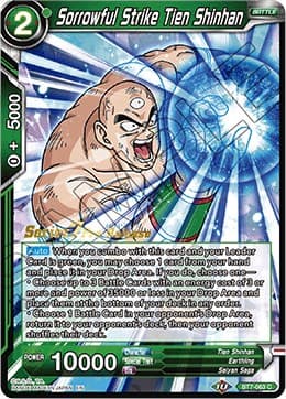 Sorrowful Strike Tien Shinhan — Assault of the Saiyans Pre-Release Cards card