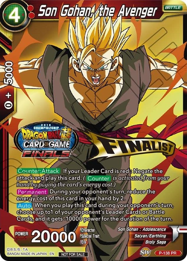 Son Gohan, the Avenger (Championship Final 2019) (Finalist) — Tournament Promotion Cards card