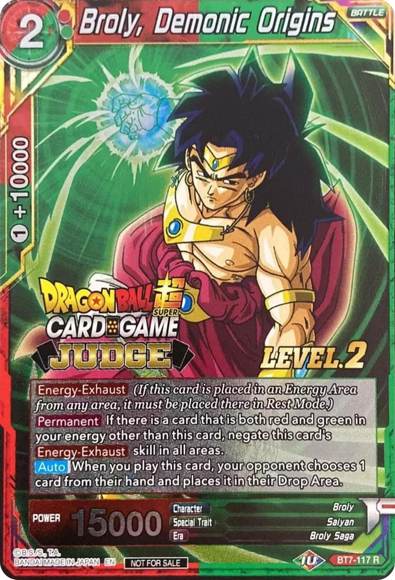 Broly, Demonic Origins (Level 2) — Judge Promotion Cards card