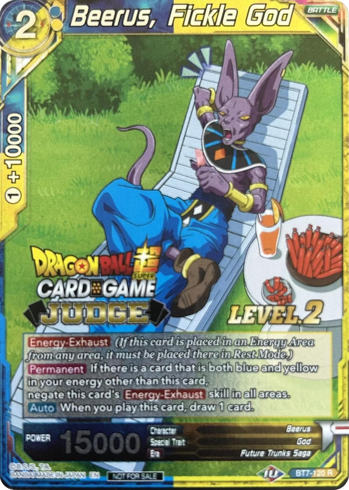 Beerus, Fickle God (Level 2) — Judge Promotion Cards card