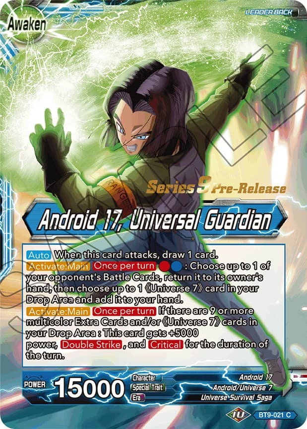 Android 17 // Android 17, Universal Guardian — Universal Onslaught Pre-Release Cards card