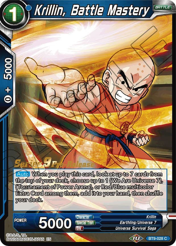 Krillin, Battle Mastery — Universal Onslaught Pre-Release Cards card