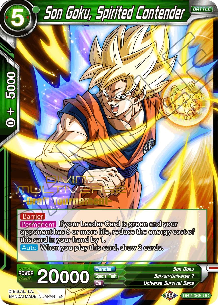 Son Goku, Spirited Contender (Divine Multiverse Draft Tournament) — Tournament Promotion Cards card