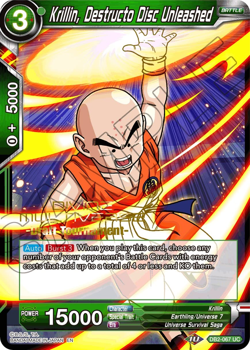 Krillin, Destructo Disc Unleashed (Divine Multiverse Draft Tournament) — Tournament Promotion Cards card