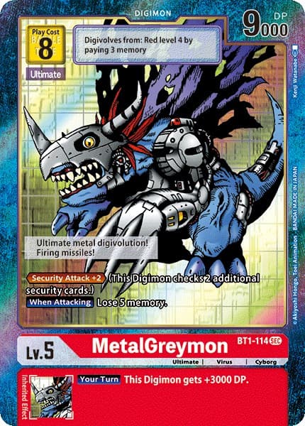 MetalGreymon (Secret Rare) (Alternate Art) — Release Special Booster 1.0 card