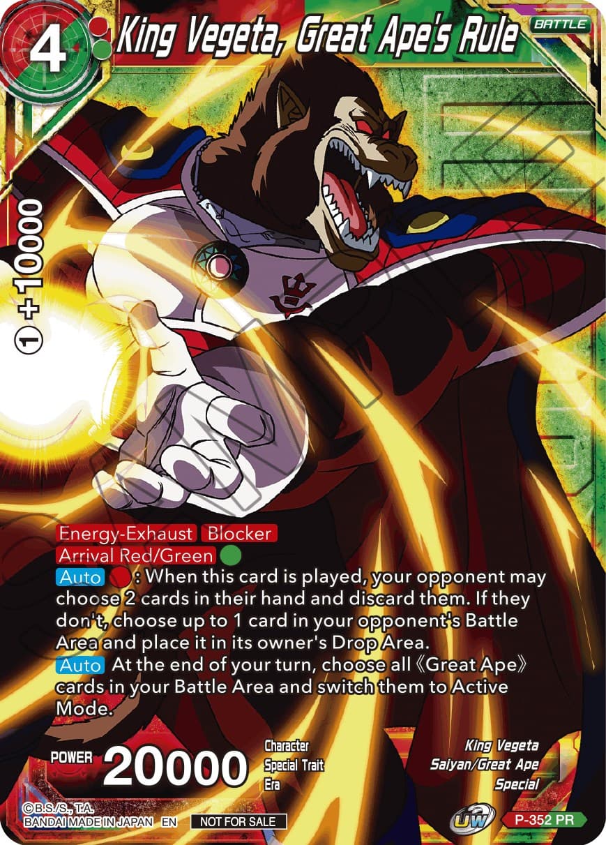 King Vegeta, Great Ape's Rule (Winner Stamped) — Tournament Promotion Cards card