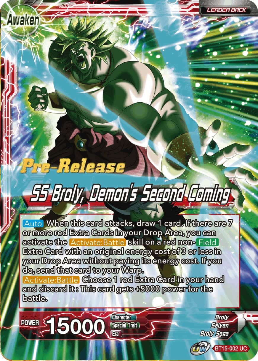 Broly // SS Broly, Demon's Second Coming — Saiyan Showdown Pre-Release Cards card