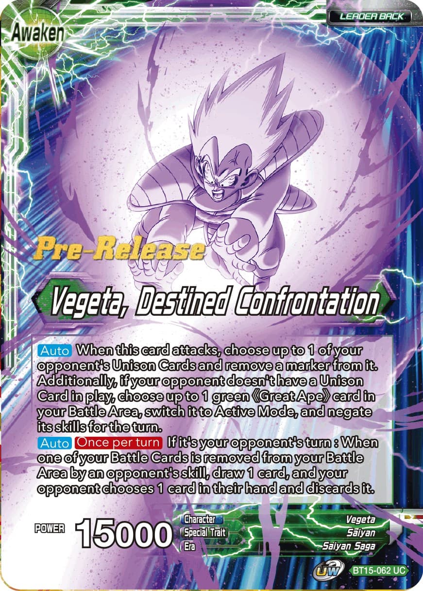 Vegeta // Vegeta, Destined Confrontation — Saiyan Showdown Pre-Release Cards card