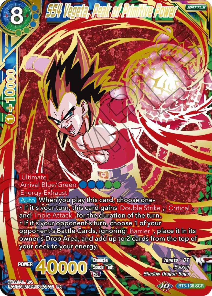 SS4 Vegeta, Peak of Primitive Power (Gold Stamped) — Mythic Booster card
