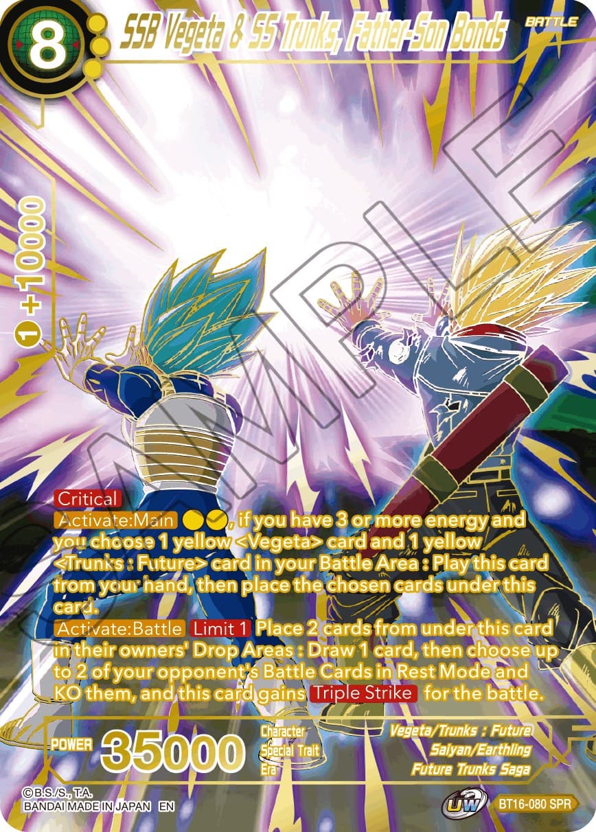 SSB Vegeta & SS Trunks, Father-Son Bonds (SPR) — Realm of the Gods card