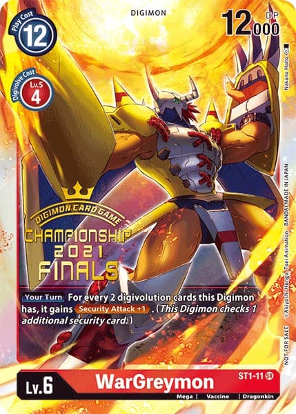 WarGreymon (2021 Championship Finals Event Pack Alt-Art Gold Stamp Set) — Starter Deck 01: Gaia Red card