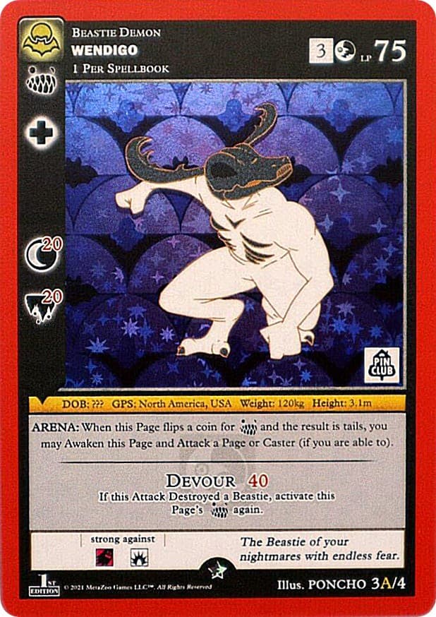 Wendigo - 3A (Pin Club Nightfall Mystery Collection 1st Edition) — Miscellaneous Promos card