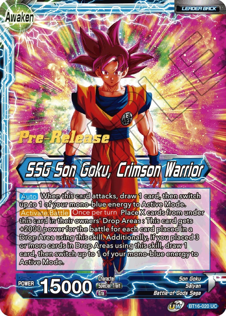 Son Goku // SSG Son Goku, Crimson Warrior — Realm of the Gods Pre-Release Cards card