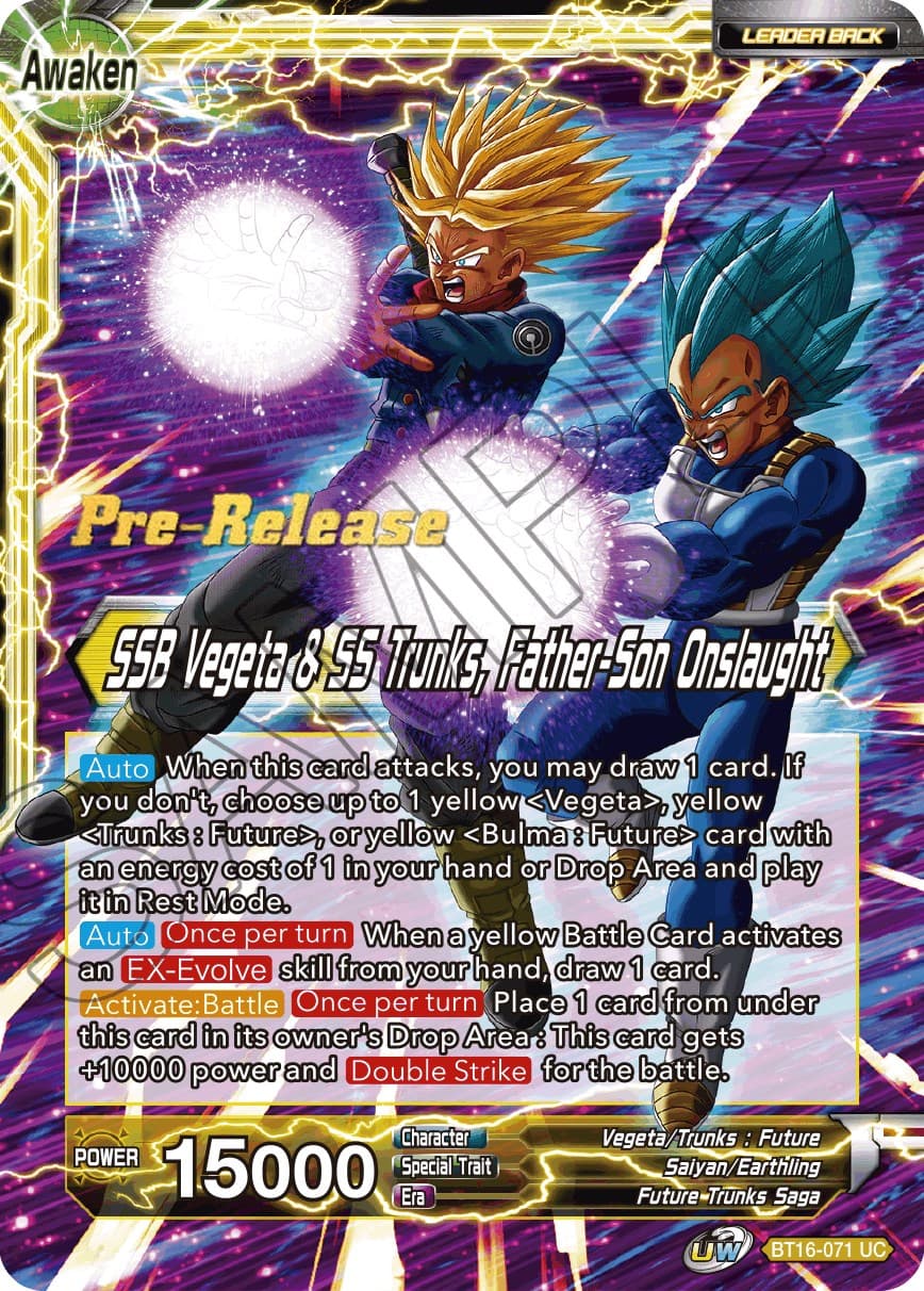 Trunks // SSB Vegeta & SS Trunks, Father-Son Onslaught — Realm of the Gods Pre-Release Cards card