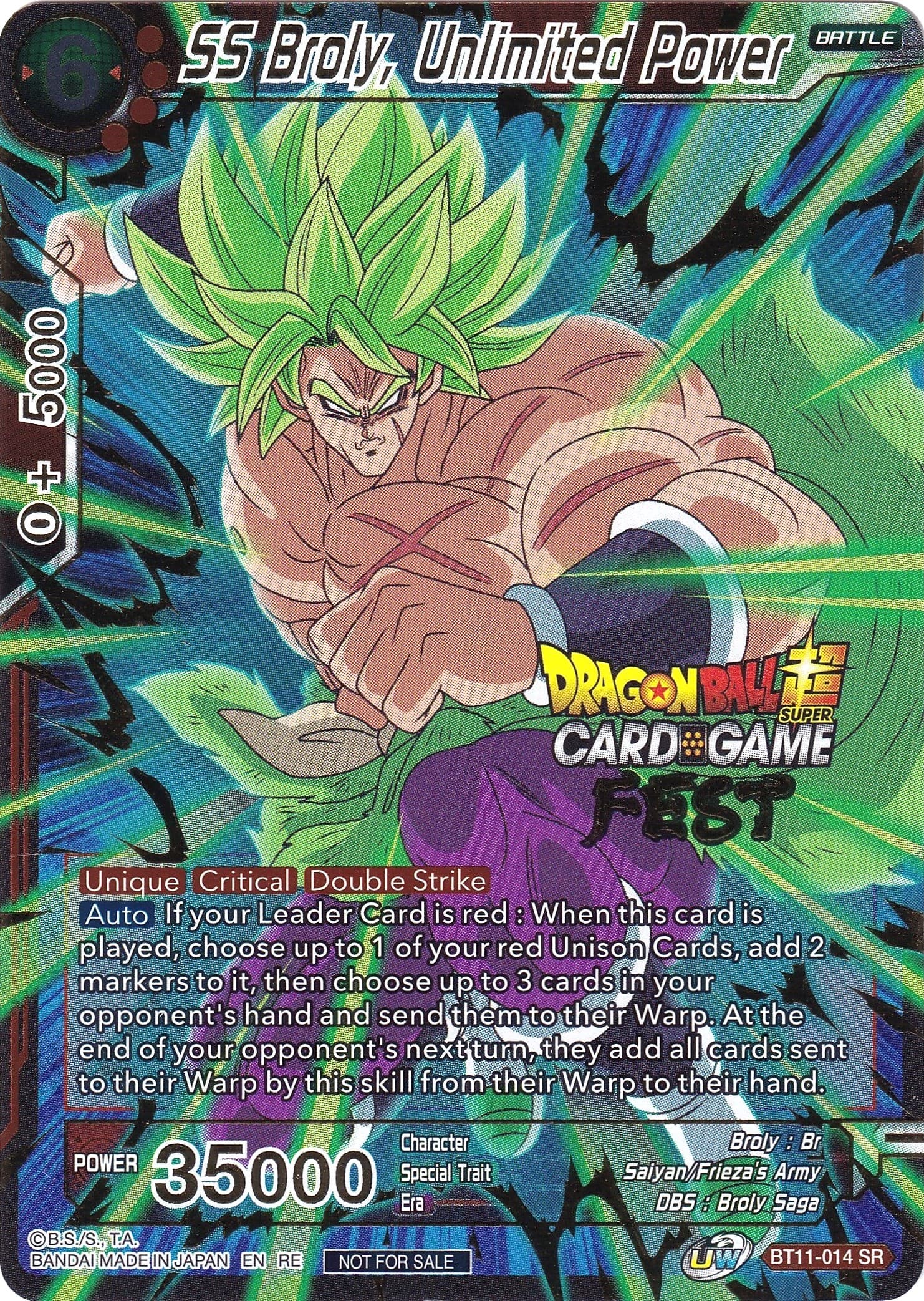 SS Broly, Unlimited Power (Card Game Fest 2022) — Tournament Promotion Cards card