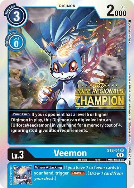 Veemon (2022 Championship Online Regional) [Online Champion] — Starter Deck 08: Ulforce Veedramon card