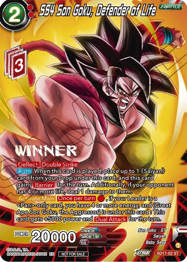 SS4 Son Goku, Defender of Life (ZENKAI Celebration Winner-Stamped) — Promotion Cards card