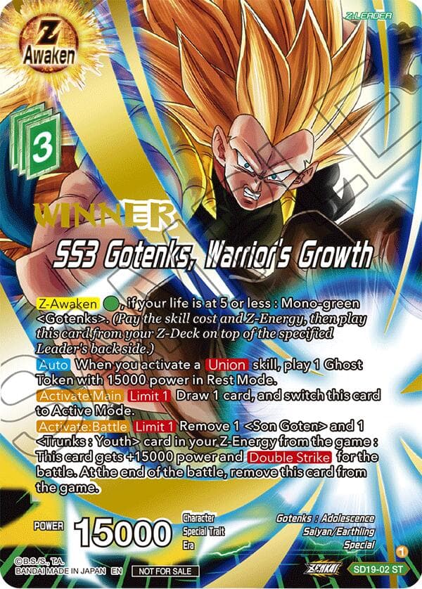 SS3 Gotenks, Warrior's Growth (ZENKAI Celebration Winner-Stamped) — Promotion Cards card
