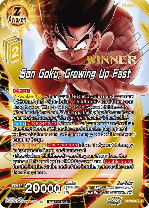 Son Goku, Growing Up Fast (ZENKAI Celebration Winner-Stamped) — Promotion Cards card