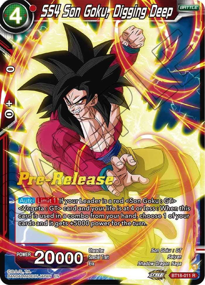 SS4 Son Goku, Digging Deep — Dawn of the Z-Legends Pre-Release Cards card