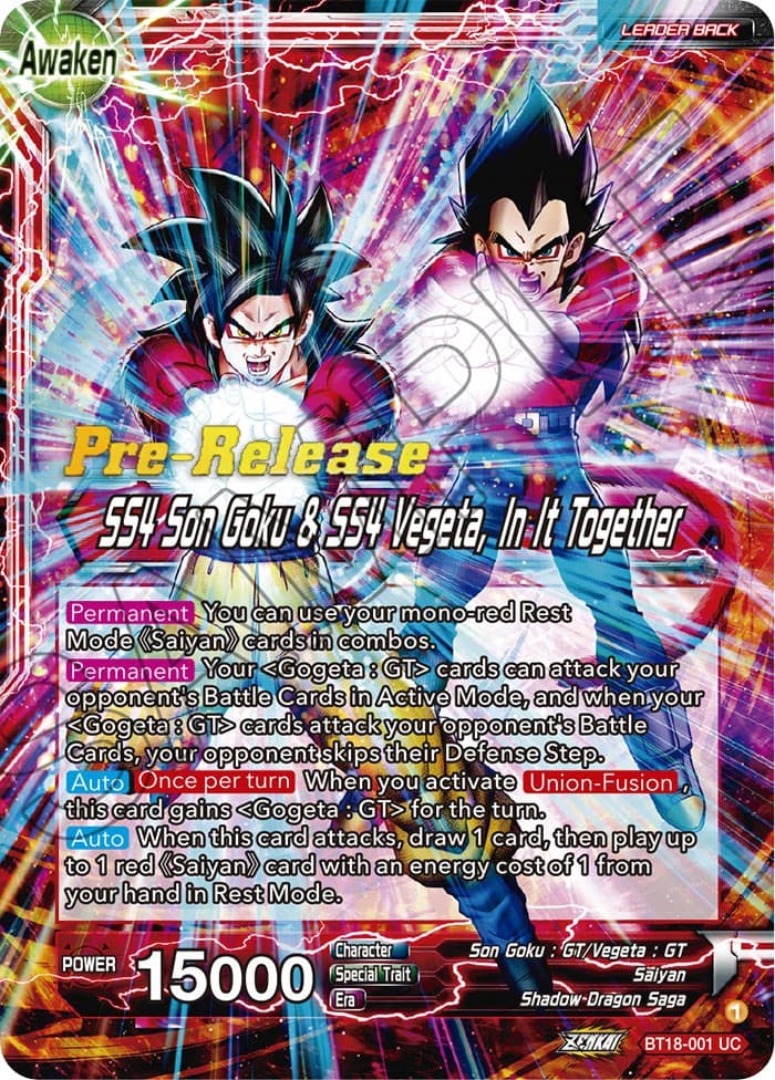 Son Goku & Vegeta // SS4 Son Goku & SS4 Vegeta, In It Together — Dawn of the Z-Legends Pre-Release Cards card