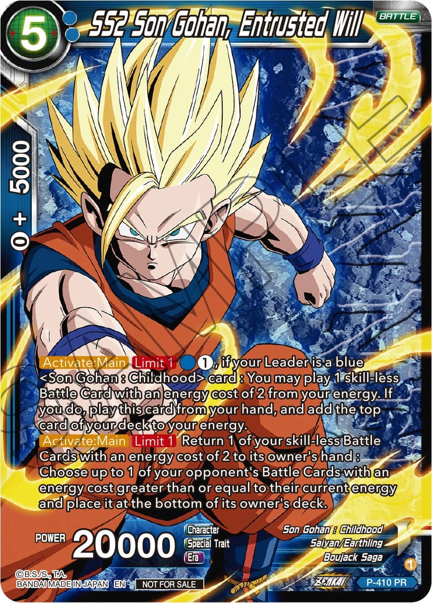 SS2 Son Gohan, Entrusted Will (Zenkai Series Tournament Pack Vol.1 Winner) — Tournament Promotion Cards card