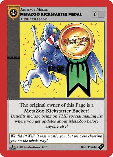 Metazoo Kickstarter Medal — Medals card