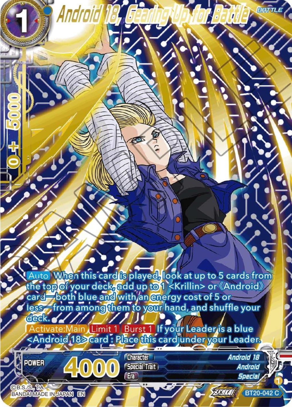 Android 18, Gearing Up for Battle (Gold-Stamped) — Power Absorbed card