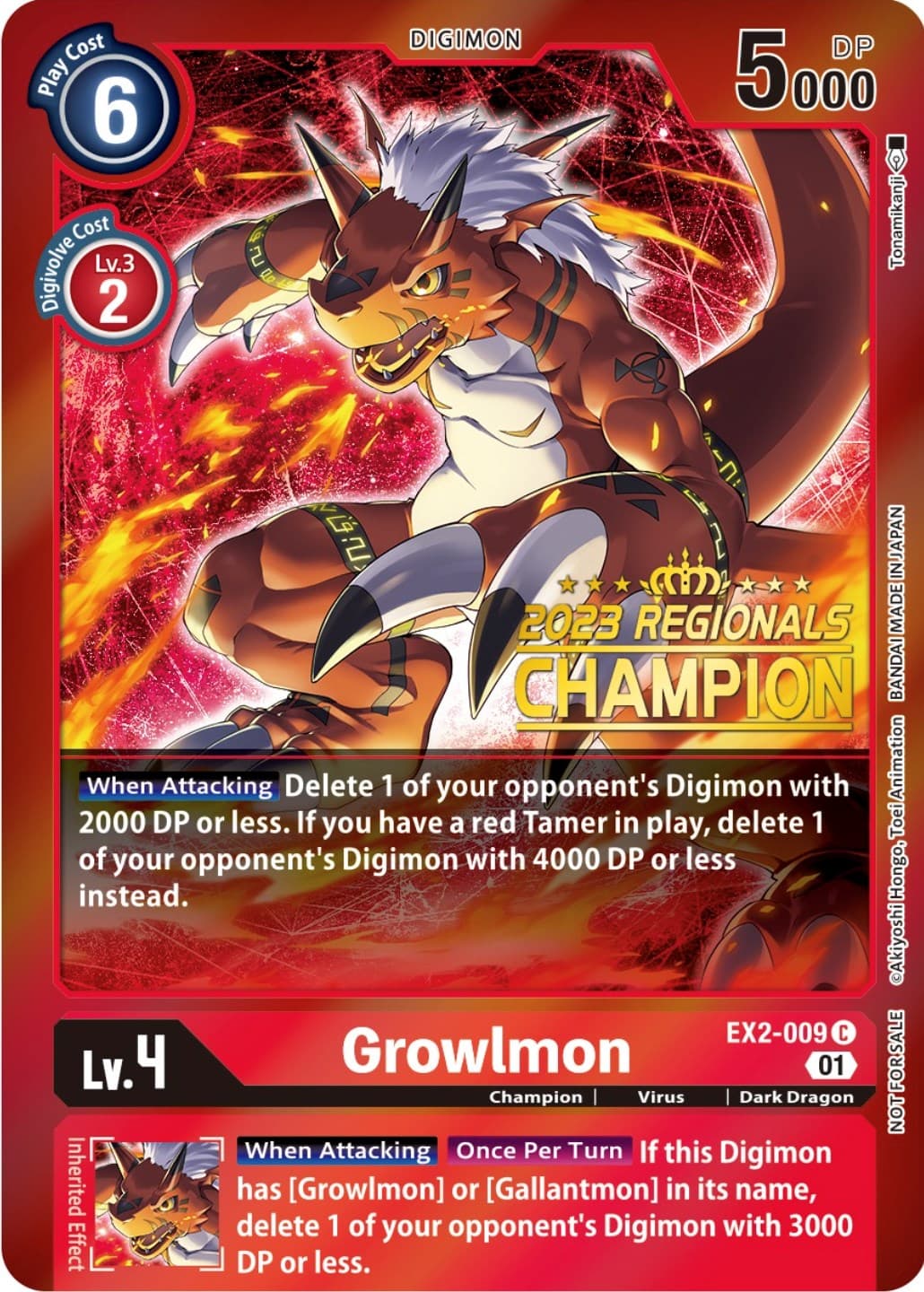 Growlmon (2023 Regionals Champion) — Digital Hazard card