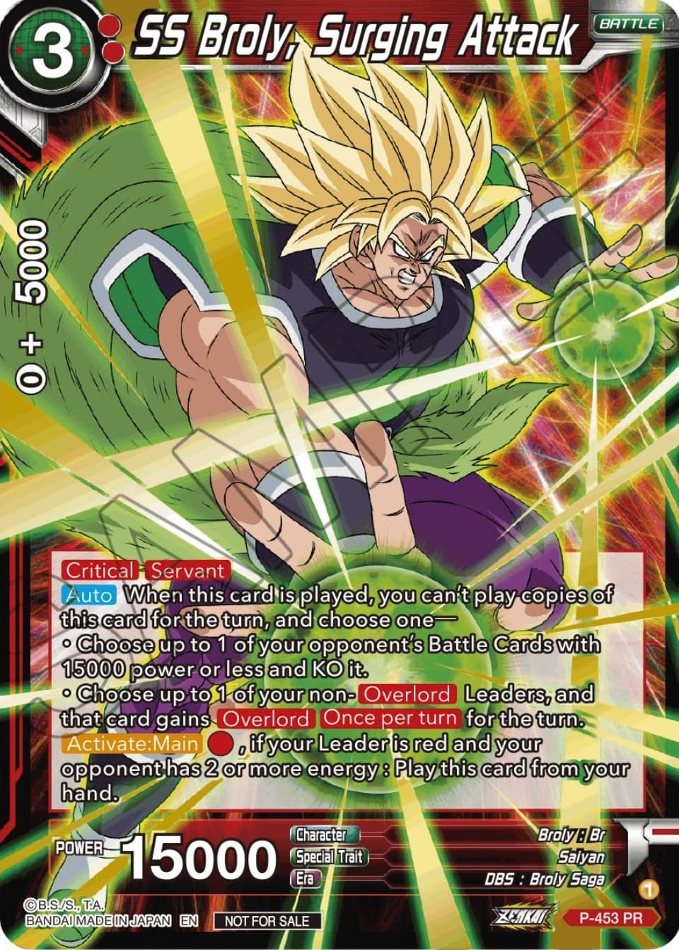 SS Broly, Surging Attack (Championship Selection Pack 2023 Vol.1) (Gold Stamped) — Tournament Promotion Cards card