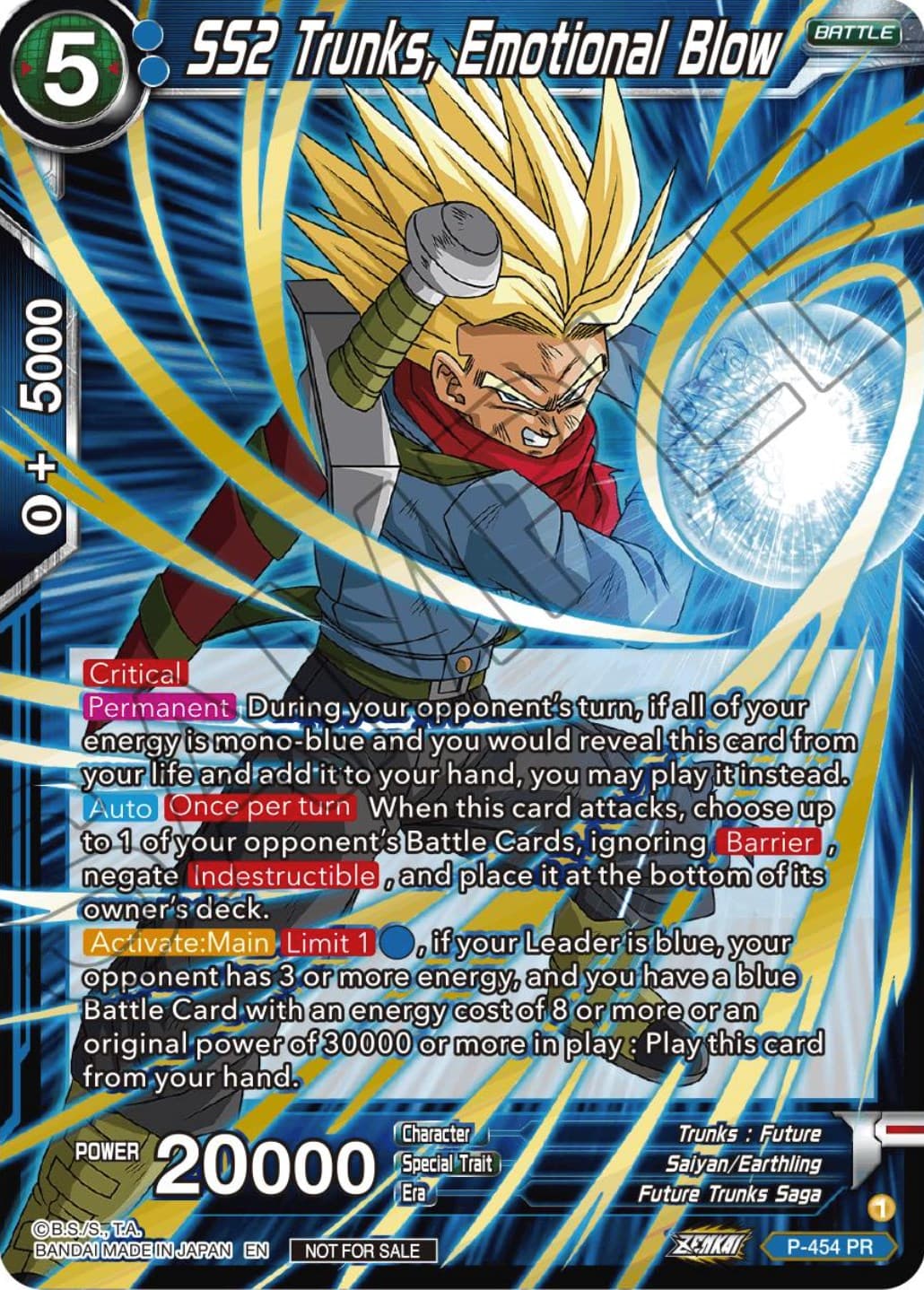 SS2 Trunks, Emotional Blow (Championship Selection Pack 2023 Vol.1) (Gold Stamped) — Tournament Promotion Cards card