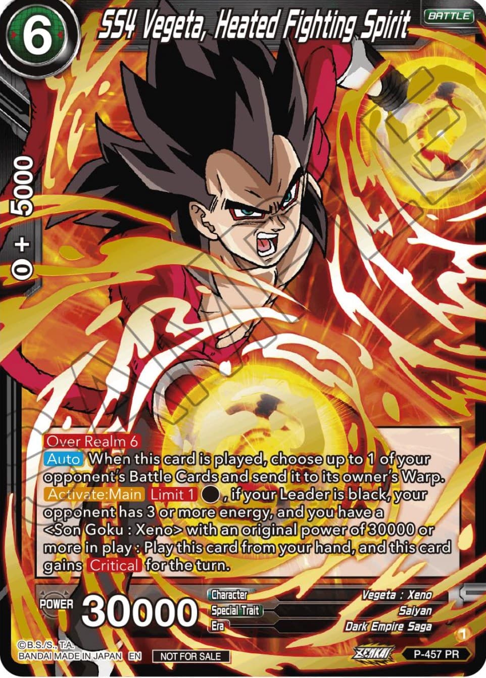 SS4 Vegeta, Heated Fighting Spirit (Championship Selection Pack 2023 Vol.1) (Gold Stamped with Reflective Shatterfoil) — Tournament Promotion Cards card