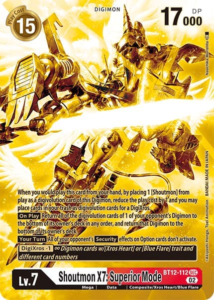 Shoutmon X7: Superior Mode (Alternate Art) (Gold) — Across Time card