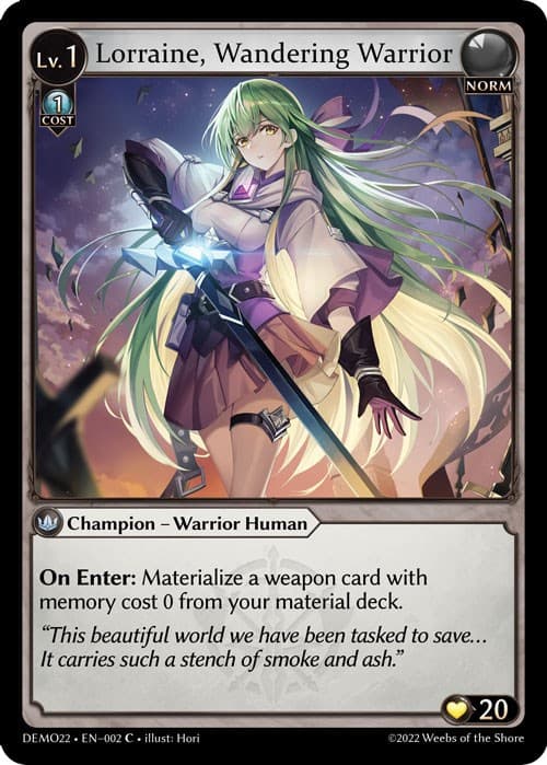 Lorraine, Wandering Warrior — 2022 Demo Deck card