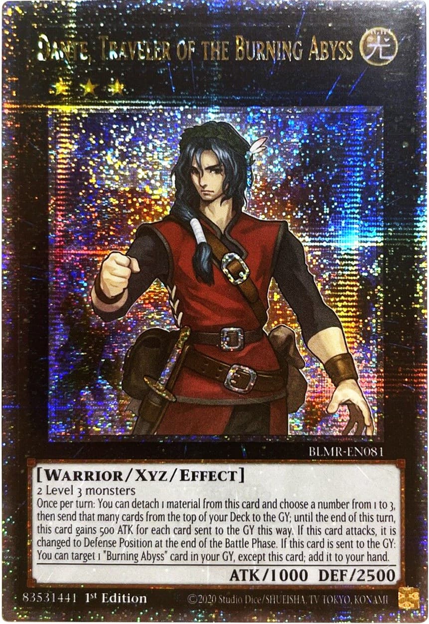 Dante, Traveler of the Burning Abyss (Quarter Century Secret Rare) — Battles of Legend: Monstrous Revenge card