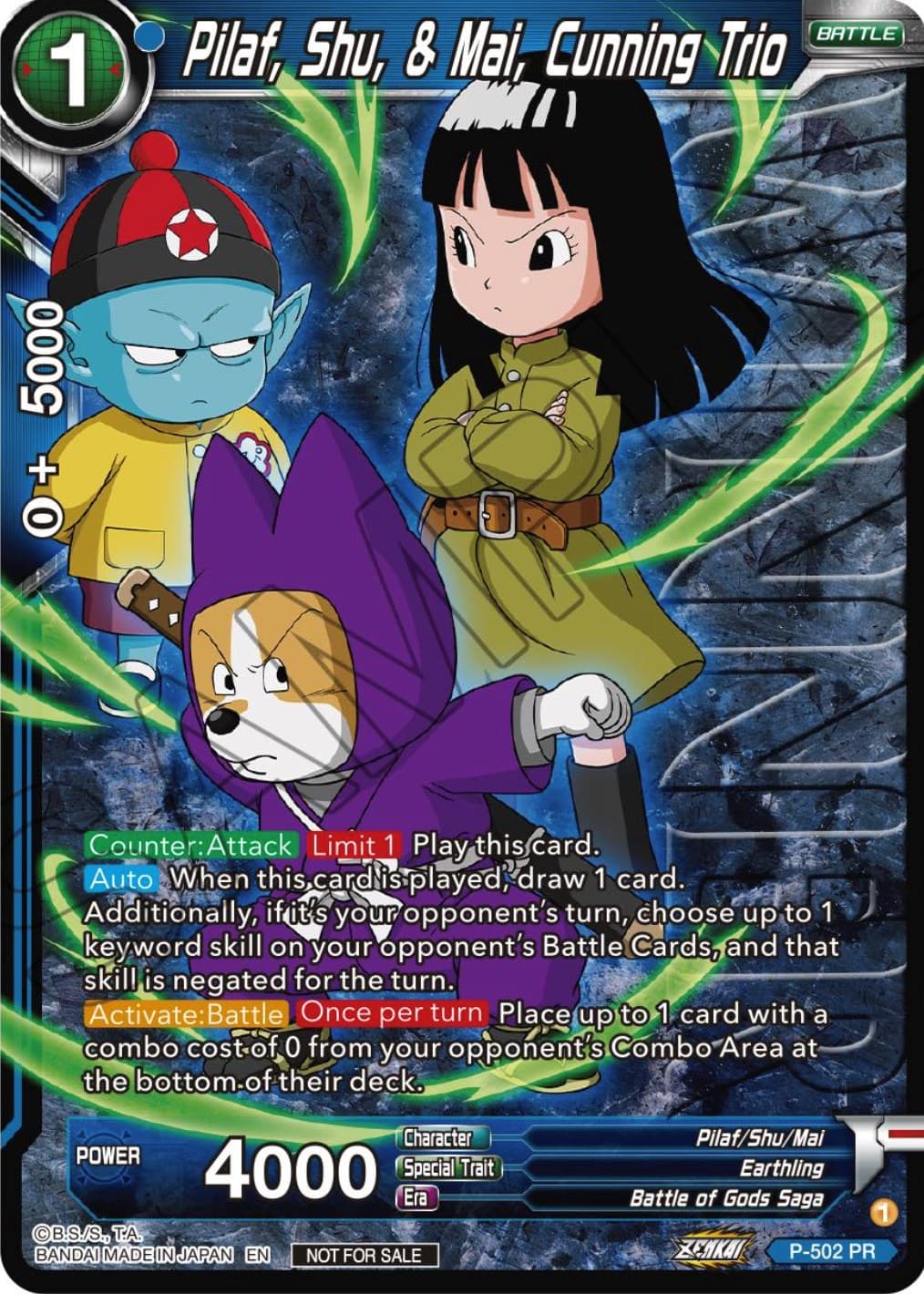 Pilaf, Shu, & Mai, Cunning Trio (Zenkai Series Tournament Pack Vol.4 Winner) — Tournament Promotion Cards card