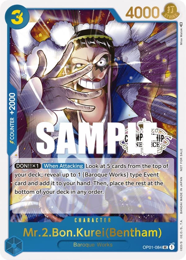 Mr.2.Bon.Kurei (Bentham) (Store Championship Participation Pack Vol. 2) — One Piece Promotion Cards card
