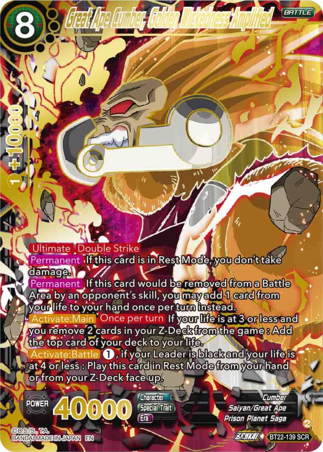 Great Ape Cumber, Golden Wickedness Amplified — Critical Blow card