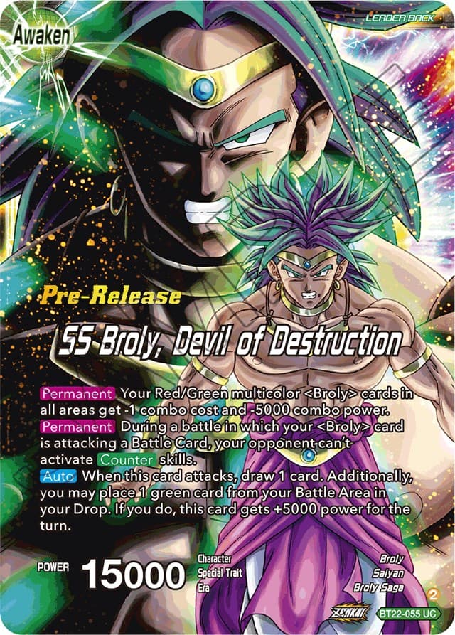 Broly & Paragus // SS Broly, Devil of Destruction — Critical Blow Pre-Release Cards card