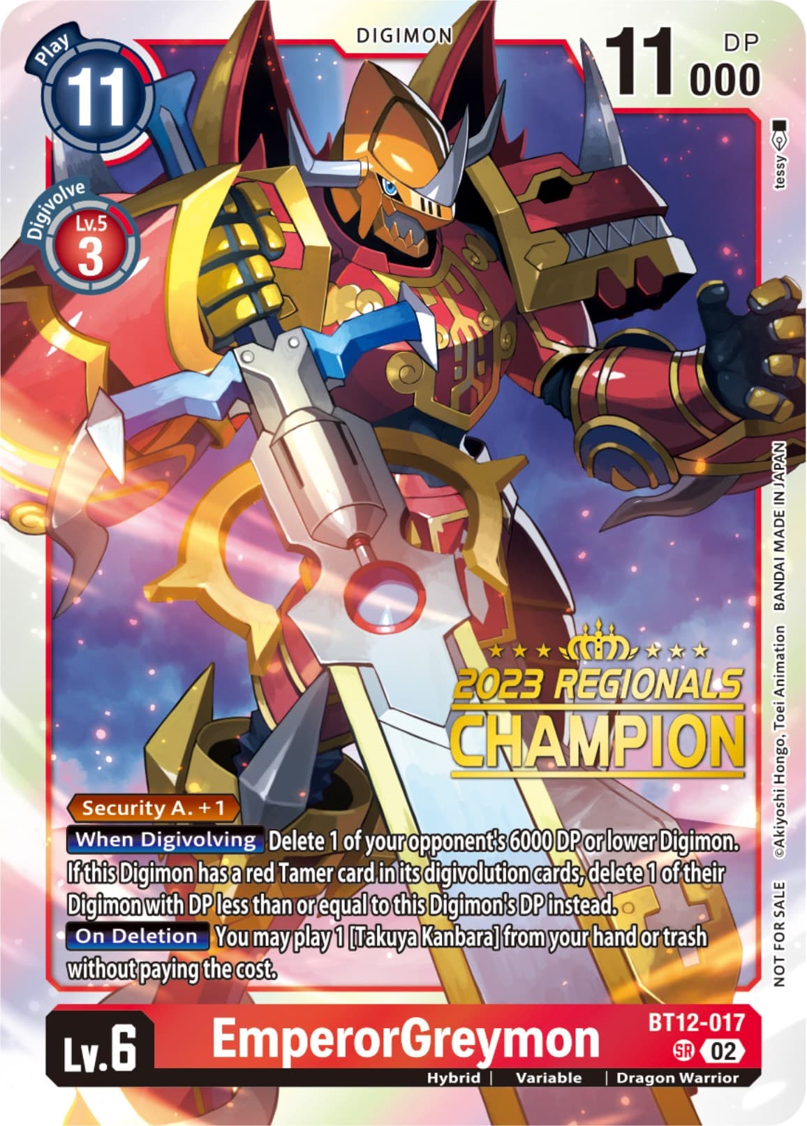 EmperorGreymon (2023 Regionals Champion) — Across Time card