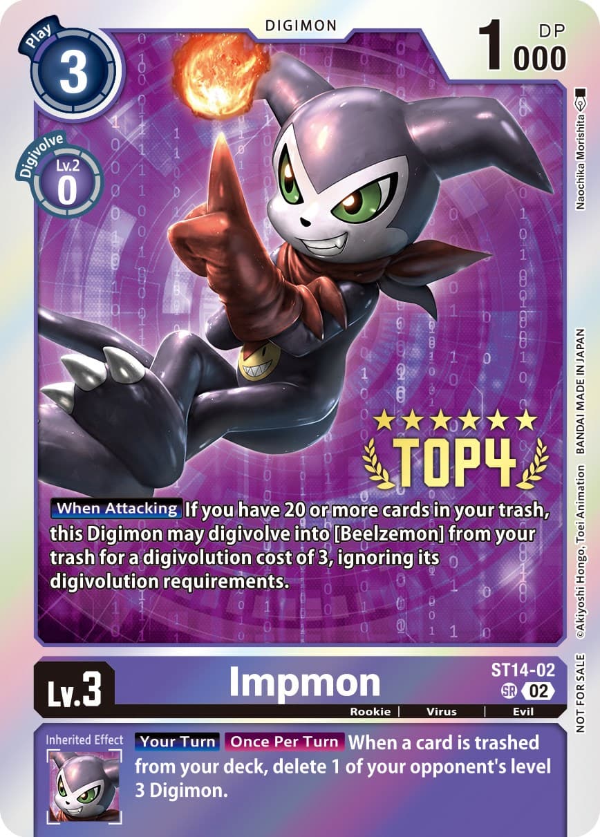 Impmon (Digimon 3-On-3 Top 4) — Starter Deck 14: Beelzemon Advanced Deck Set card