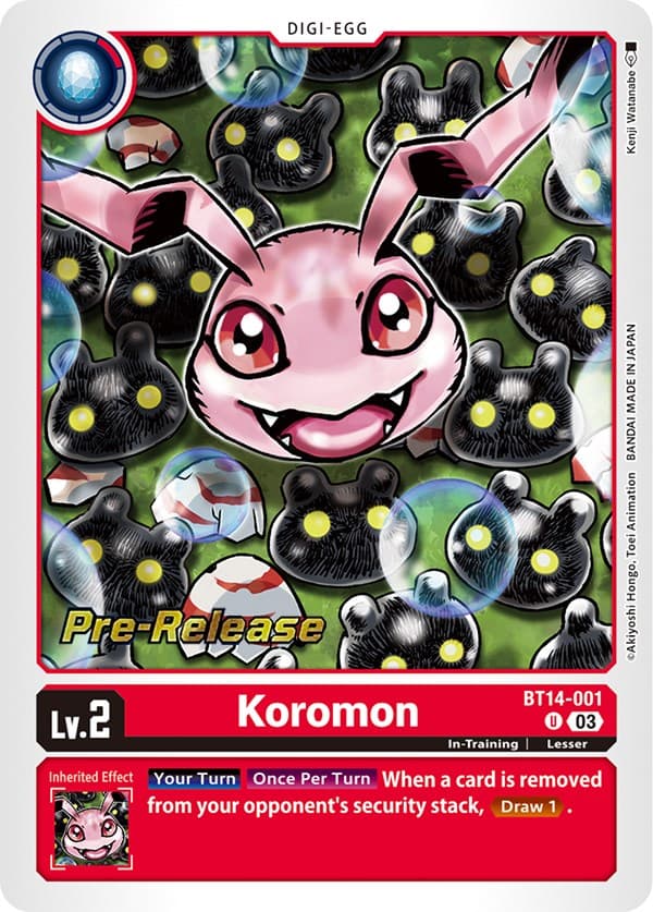 Koromon — Blast Ace Pre-Release Cards card