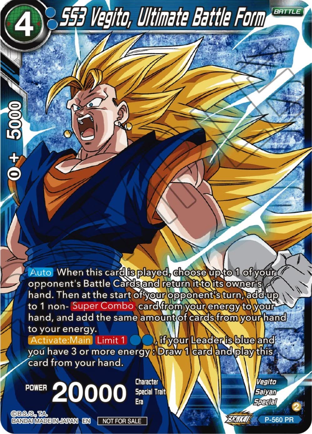 SS3 Vegito, Ultimate Battle Form (Zenkai Series Tournament Pack Vol.6) (Winner) — Tournament Promotion Cards card
