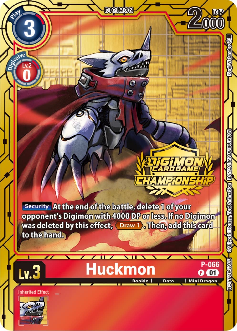 Huckmon - P-066 (Championship 2023 Gold Card Set) — Digimon Promotion Cards card
