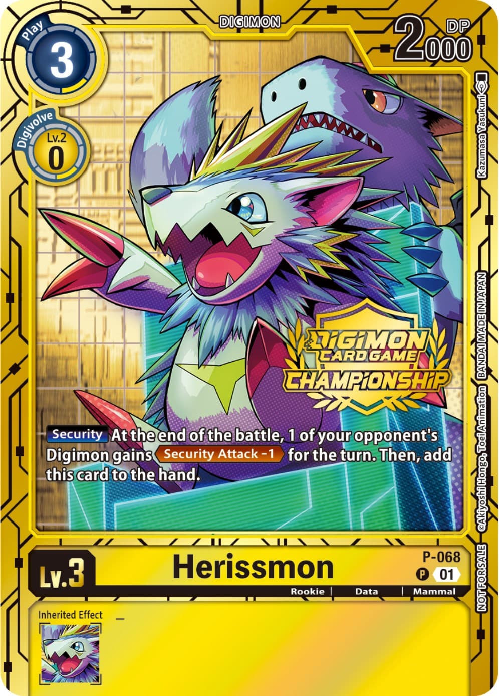 Herissmon - P-068 (Championship 2023 Gold Card Set) — Digimon Promotion Cards card